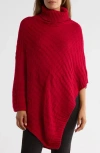 Nanette Lepore Basketweave Asymmetric Poncho In Red