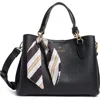 Nanette Lepore Bellamy Triple Compartment Satchel In Black - Black Stripe