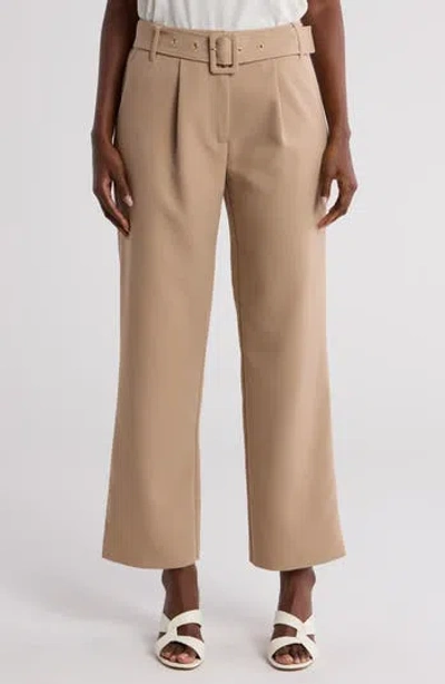 Nanette Lepore Belted Pleated Front Pants In Camel
