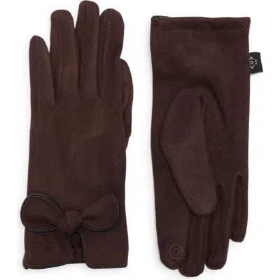 Nanette Lepore Bow Cuff Gloves In Brown