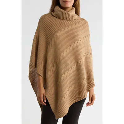 Nanette Lepore Braided Cable Stitch Poncho In Brown