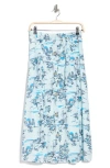 Nanette Lepore Button Front Print Midi Skirt In Blue