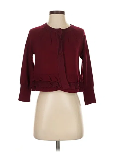Pre-owned Nanette Lepore Cardigan Sweater In Burgundy