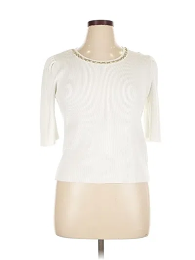 Pre-owned Nanette Lepore Cardigan Sweater In White