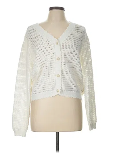 Pre-owned Nanette Lepore Cardigan Sweater In White