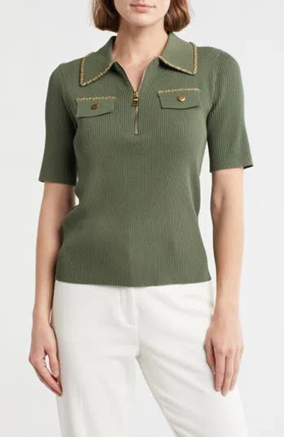 Nanette Lepore Chain Trim Zip Polo