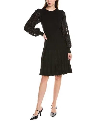 Nanette Lepore Chiffon Sleeve Sweaterdress In Black