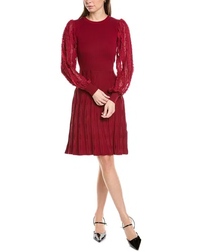 Nanette Lepore Chiffon Sleeve Sweaterdress In Red