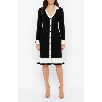 Nanette Lepore Colorblock Long Sleeve Sweater Shirtdress In Multi