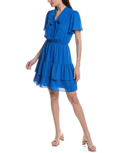 Nanette Lepore Crepe Chiffon Mini Dress In Blue