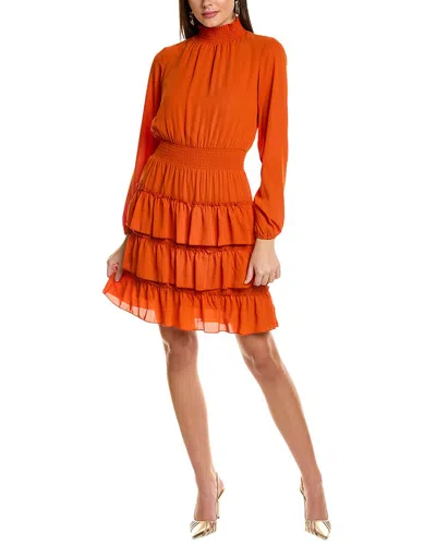 Nanette Lepore Crepe Chiffon Mini Dress In Orange