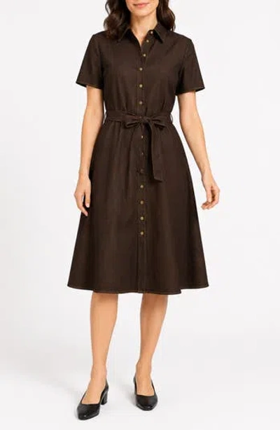 Nanette Lepore Denim Short Sleeve Shirtdress In Brown