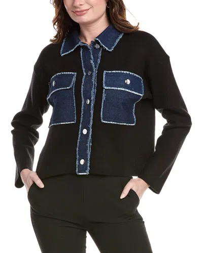 Nanette Lepore Denim-trim Jacket In Black