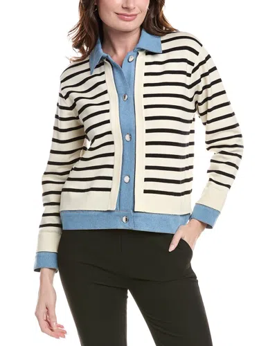 Nanette Lepore Denim Trim Shirt In White