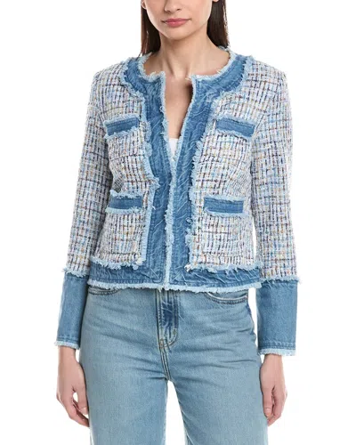 Nanette Lepore Denim Trim Tweed Jacket In Blue