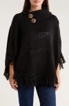 Nanette Lepore Diamond Eyelet Weave Poncho In Black