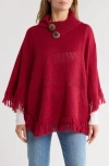 Nanette Lepore Diamond Eyelet Weave Poncho In Burgundy