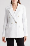 Nanette Lepore Double Breasted Tweed Blazer In White/white