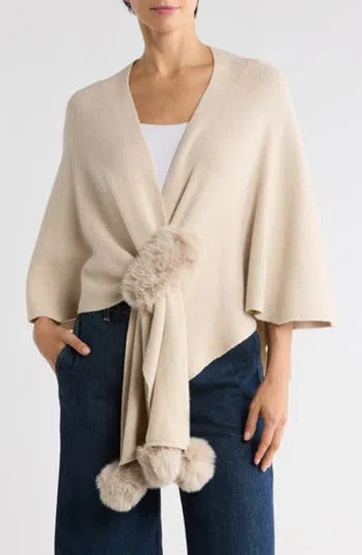 Nanette Lepore Elegant Cropped Pompom Ruana In White