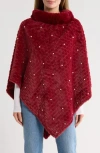 Nanette Lepore Elegant Faux Pearl Ruana In Burgundy