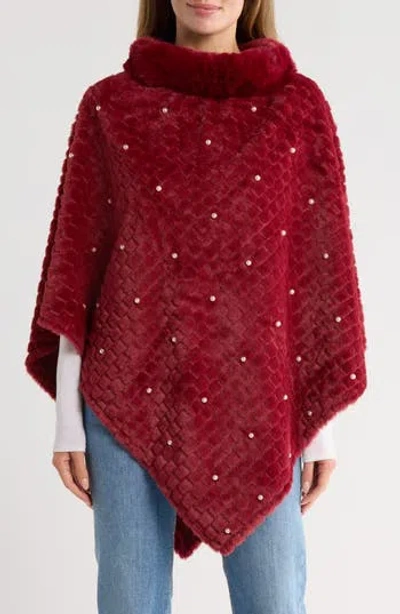 Nanette Lepore Elegant Faux Pearl Ruana In Burgundy