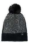 Nanette Lepore Embellished Faux Fur Pompom Beanie In Black