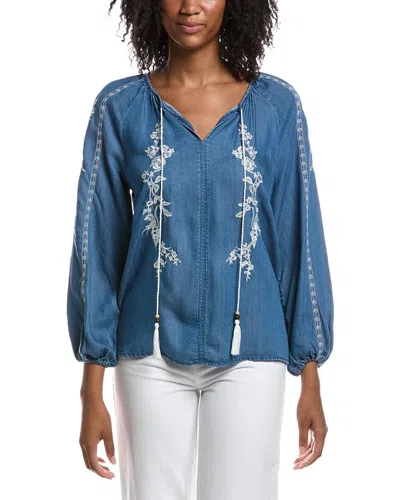 Nanette Lepore Embroidered Blouse In Blue