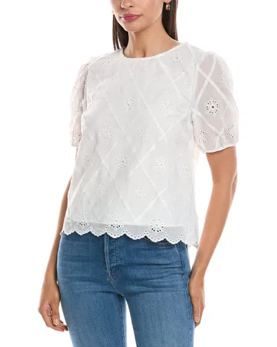 Nanette Lepore Embroidered Eyelet Blouse In White