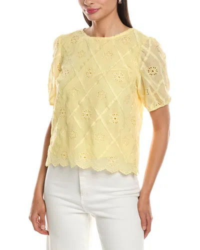 Nanette Lepore Embroidered Eyelet Blouse In Yellow