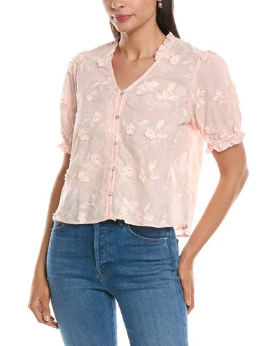 Nanette Lepore Embroidered Floral Applique Blouse In Pink