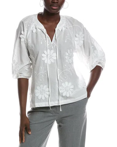 Nanette Lepore Embroidered Floral Top In White