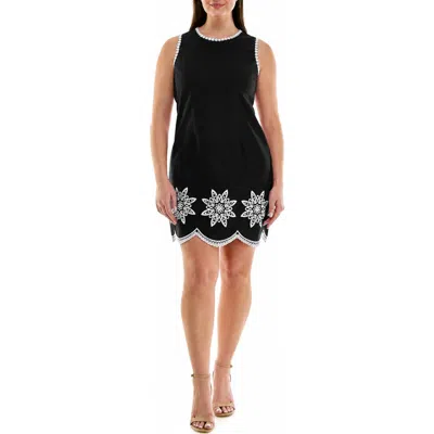 Nanette Lepore Embroidered Poplin Tank Dress In Black