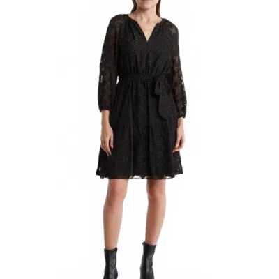 Nanette Lepore Eric Gold Metallic Clover Dress In Black