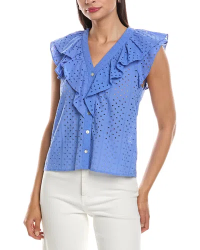 Nanette Lepore Eyelet Blouse In Blue