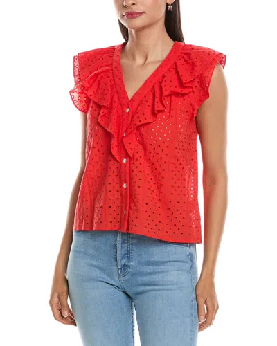 Nanette Lepore Eyelet Blouse In Red
