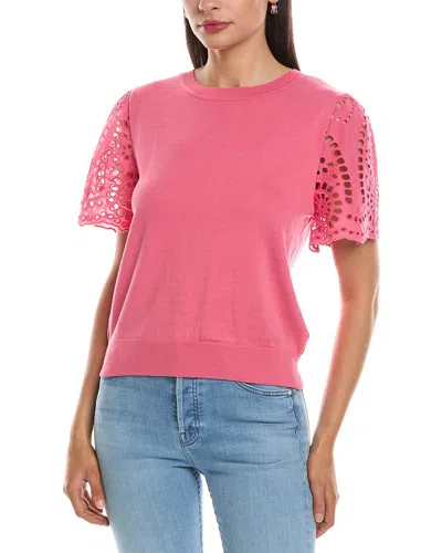Nanette Lepore Eyelet Sleeve Blouse In Pink
