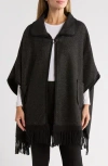 Nanette Lepore Faux Fur Lined Jacquard Ruana In Black