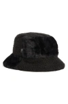 Nanette Lepore Faux Fur Mixed Media Bucket Hat In Black