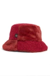 Nanette Lepore Faux Fur Mixed Media Bucket Hat In Red