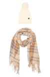 Nanette Lepore Faux Fur Pompom Beanie & Scarf Set In Gray