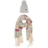 Nanette Lepore Faux Fur Pompom Beanie & Scarf Set In Gray