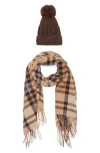Nanette Lepore Faux Fur Pompom Beanie & Scarf Set In Multi