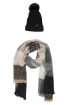 Nanette Lepore Faux Fur Pompom Beanie & Scarf Set In Multi