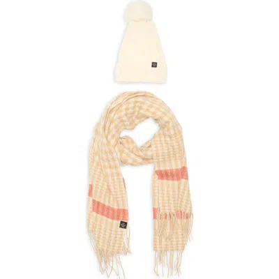 Nanette Lepore Faux Fur Pompom Beanie & Scarf Set In Neutral