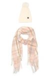 Nanette Lepore Faux Fur Pompom Beanie & Scarf Set In Pink