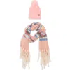 Nanette Lepore Faux Fur Pompom Beanie & Scarf Set In Pink