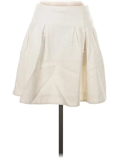 Pre-owned Nanette Lepore Faux Leather Skirt In Ivory