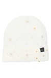 Nanette Lepore Faux Pearl Flower & Bead Knit Cuffed Beanie In White