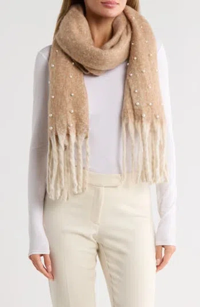 Nanette Lepore Faux Pearl Fringe Scarf In Gold