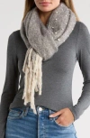 Nanette Lepore Faux Pearl Fringe Scarf In Gray